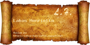 Lakos Henrietta névjegykártya